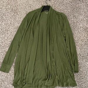 Lane Bryant Olive Green Open-Front Lightweight Cardigan